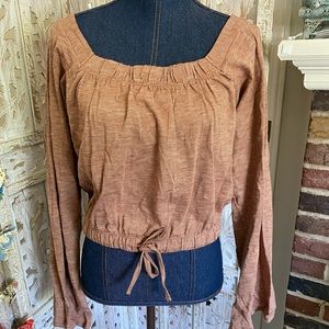 Natural x Known Supply Cropped Drawstring Blouse NWT